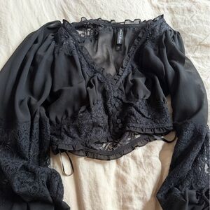 For Love And Lemons Black Lace Blouse